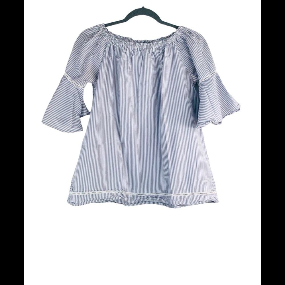 Sabrina Lauren New York Striped Off Shoulder Top Size S